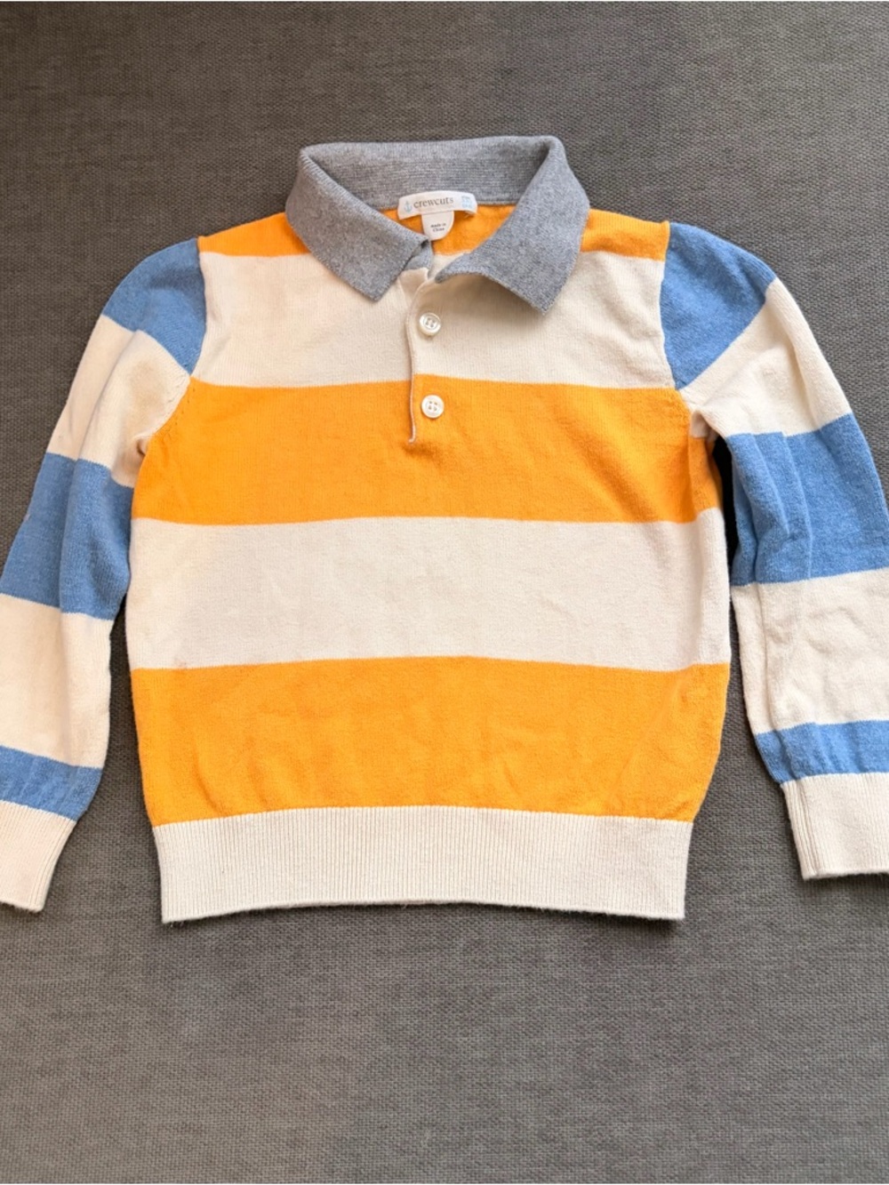 Crewcuts Yellow, Cream & Blue Striped Polo Sweater